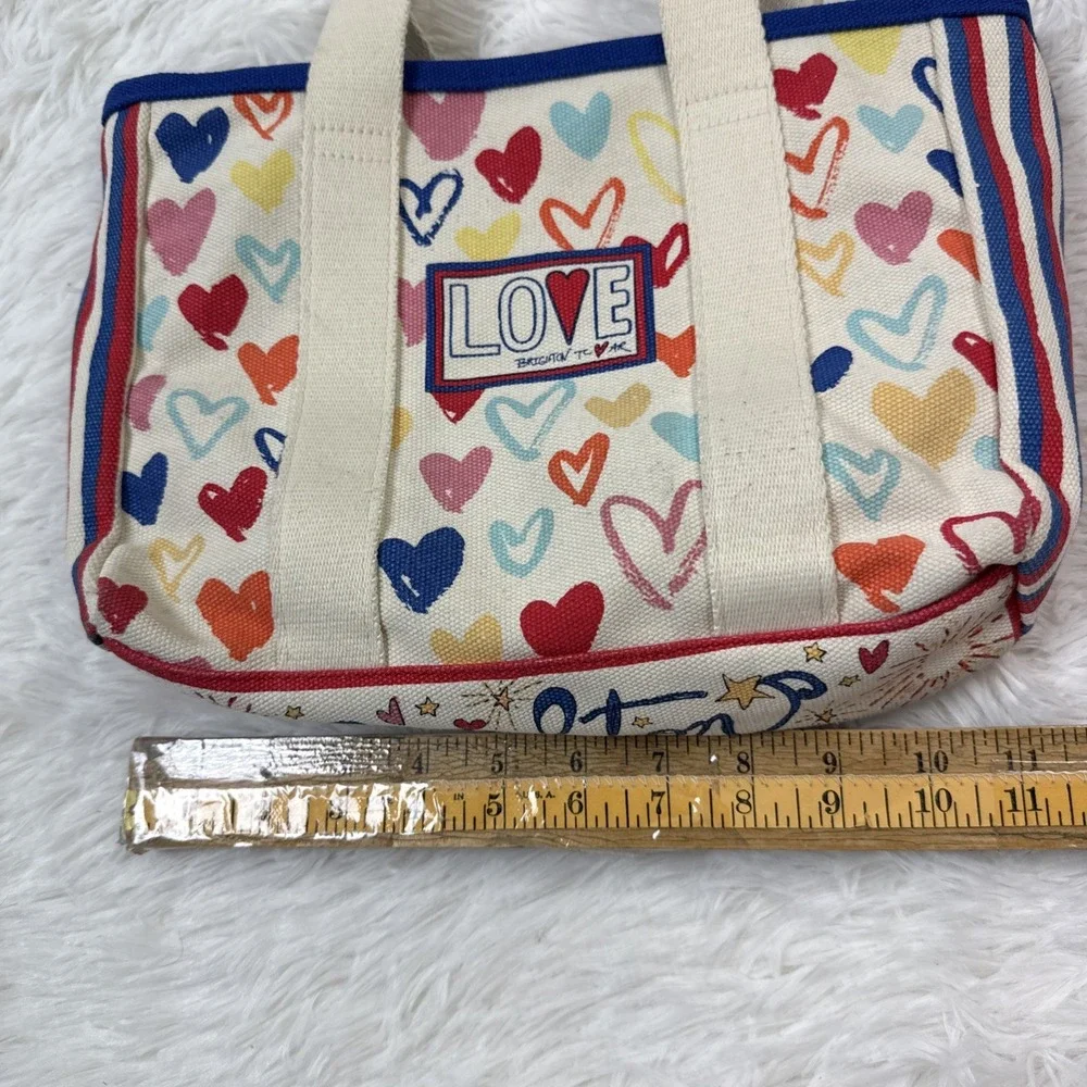 Brighton Red White & You Mini Tote Hearts LOVE Patch Crossbody Canvas Bag
